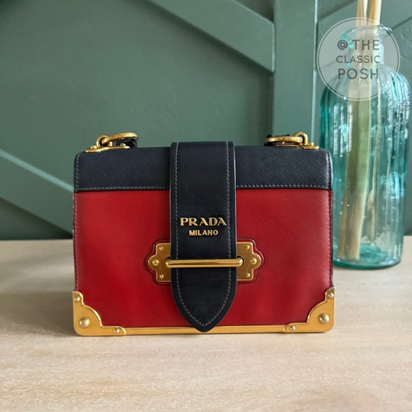 Prada Handbags - Prada Cahier Red City Calf Small Crossbody Bag